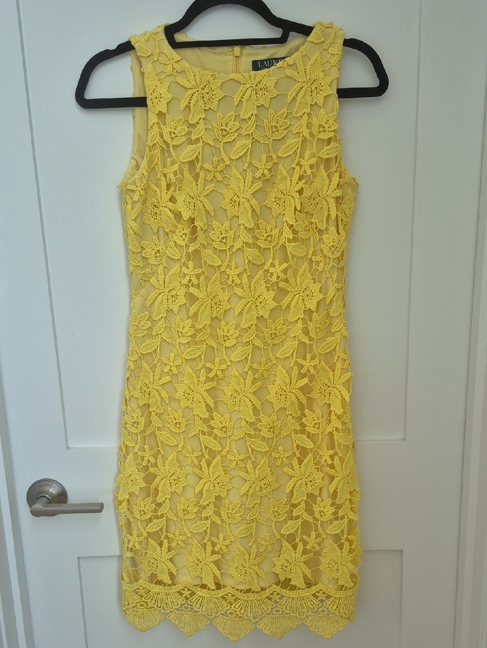 Lauren Ralph Lauren Bright Yellow Floral Lace Mini Dress